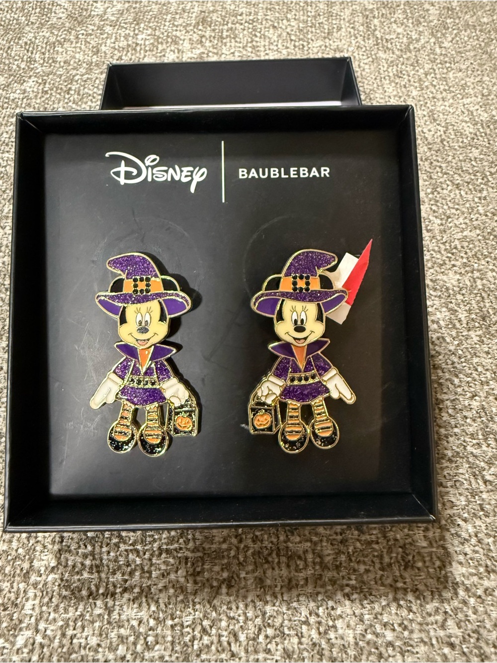 BaubleBar Purple & Gold Minnie Witch Enamel Earrings